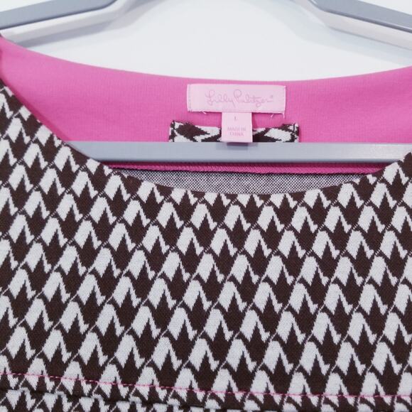 Lilly Pulitzer Geometric Abstract Print Knit Shift Dress 3/4 Sleeves - Picture 11 of 14